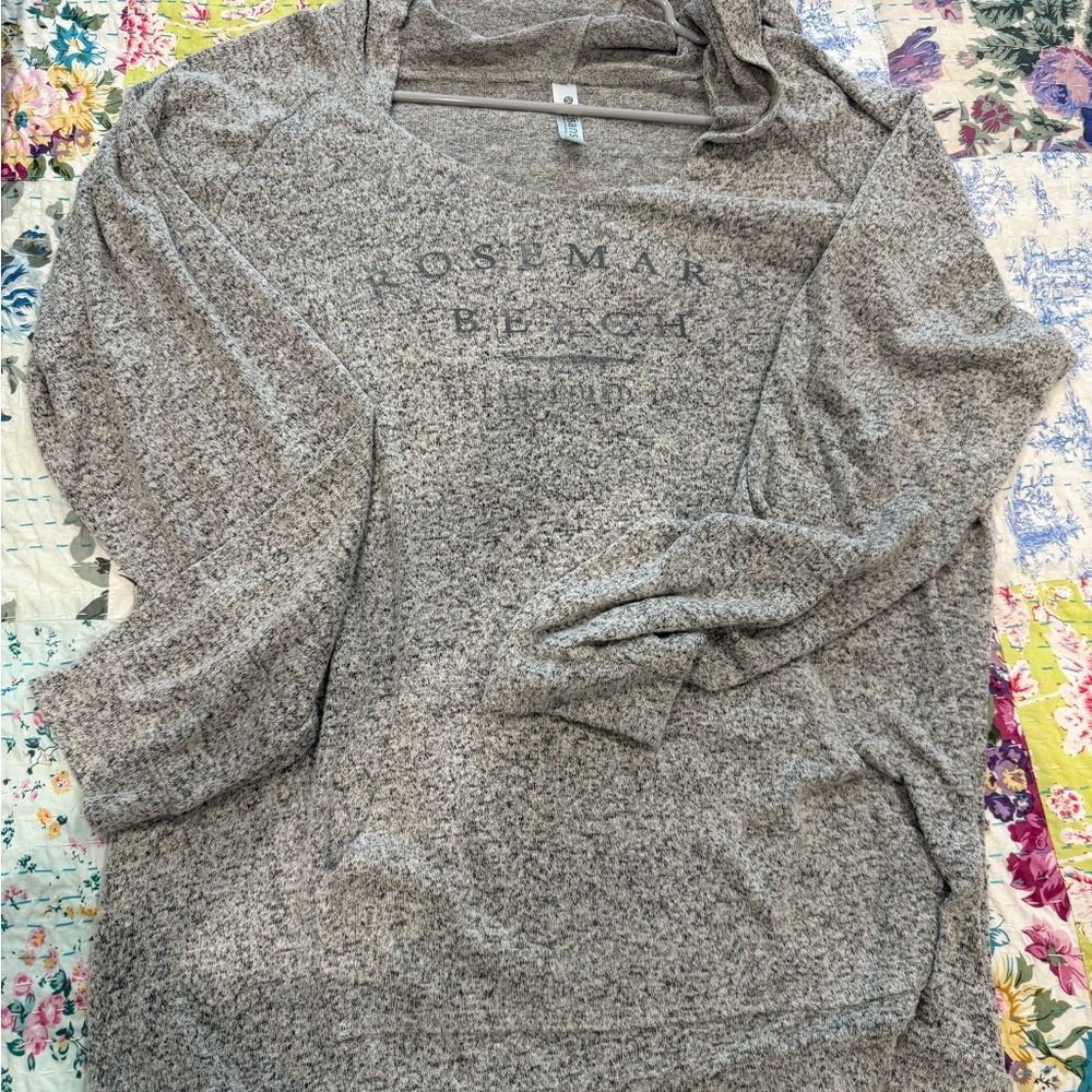 Rosemary Beach Cozy Gray Pullover Hoodie Sweater - Soft Knit